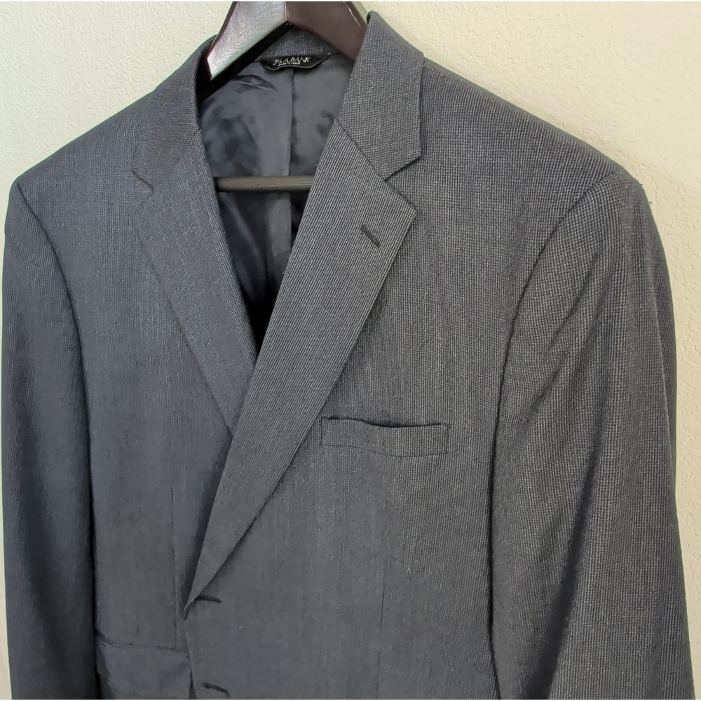 Jos A Bank Big & Tall Blazer Sport Coat 54L Wool Cashmere Charcoal Grey Check - Picture 2 of 10